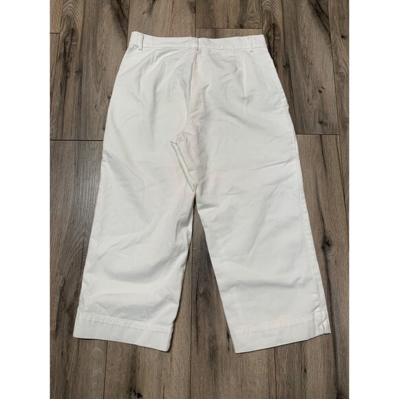 Ralph Lauren Sport Women’s 8 Polo Logo White Cotton Cropped Pants Slit Side Pock - Picture 7 of 8